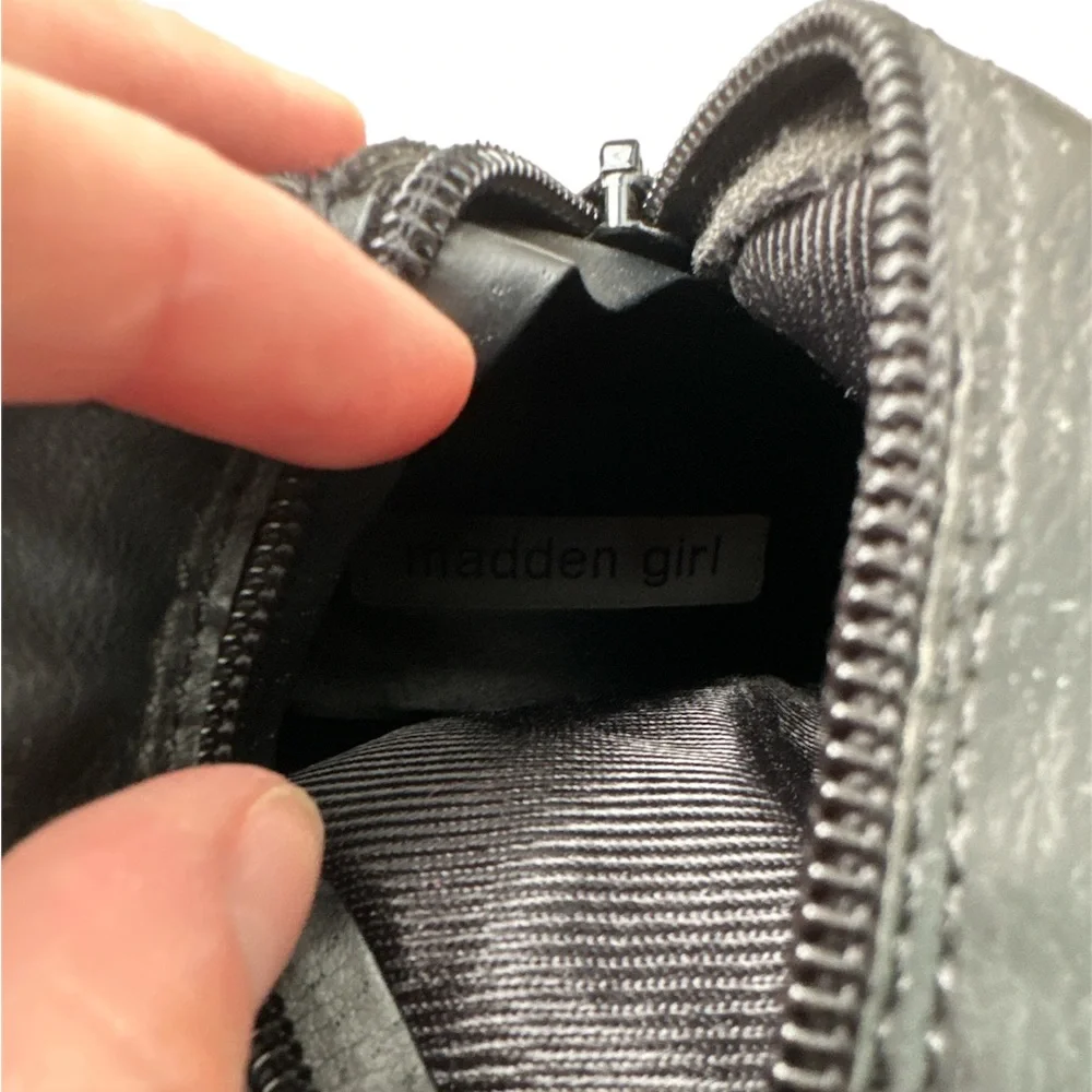 Madden Girl Black Buckle Riding Boots with Zipper - Picture 5 of 5